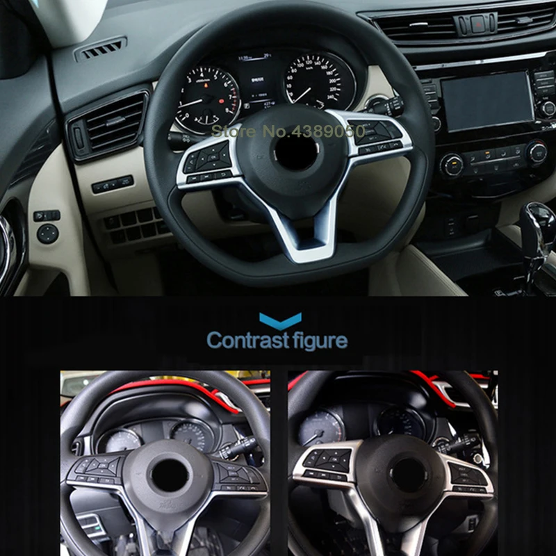 

For Nissan Kicks 2016 2017 2018 ABS Matte to Carbon fibre Steering wheel Decoration Cover Trim sticker Styling Accessories 2pcs