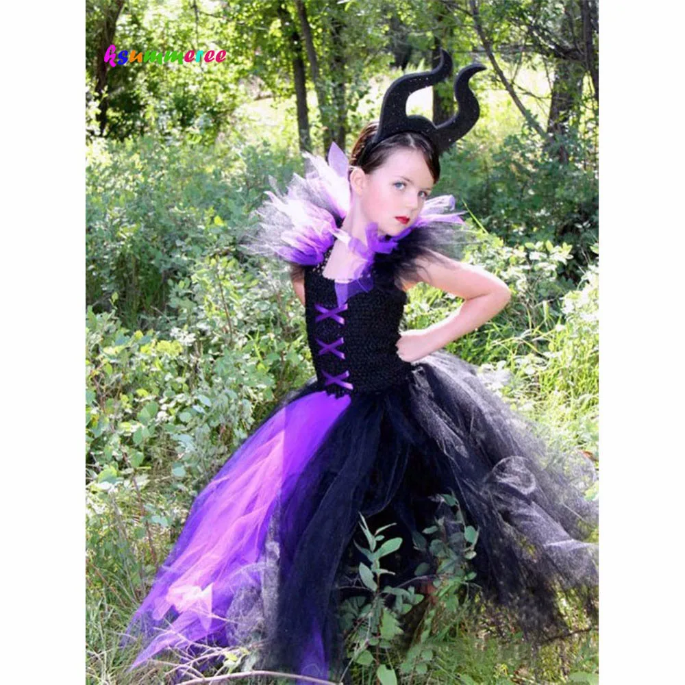Robe Tutu modèle reine maléfique pour filles | Robe Tutu avec cornes, Costume d'halloween pour enfants Cosplay, accessoires Photo TS127