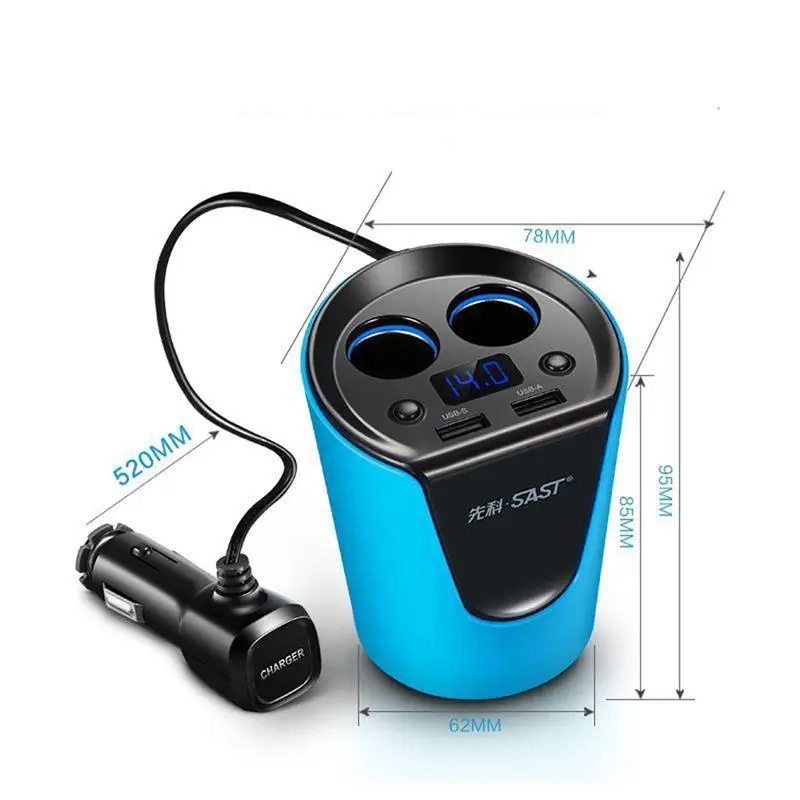 Многофункциональный автомобильный двойной USB зарядное устройство адаптер в