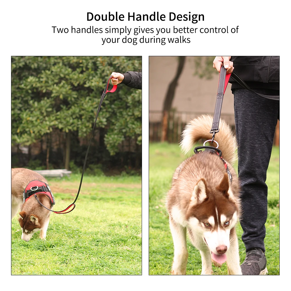 Online Correas reflectantes para perros correas dobles para mascotas con rayas reflectantes cuerdas de seguridad duraderas para mascotas para Larbrador