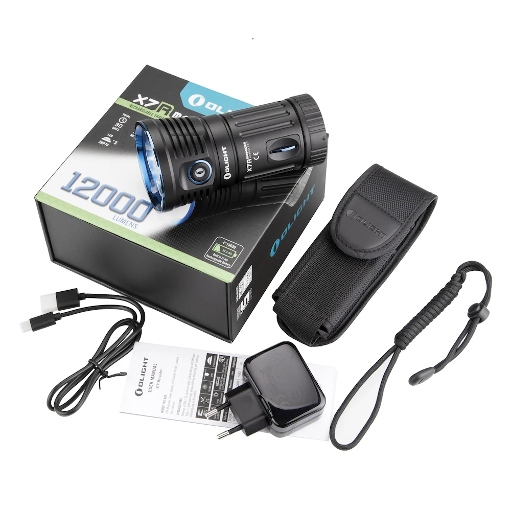 Olight светодиодный фонарики X7R Marauder макс 12000 люмен 3xcree XHP70 CW Тип usb-Док-станция с usb Перезаряжаемые светодиодный фонарики Смарт Управление