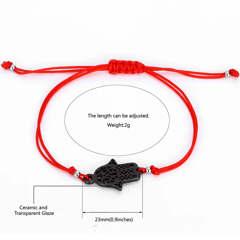 Тибетский буддийский счастливый Каббала красные Струнные Браслеты с амулетом Хамса Черный Белый керамический Шарм для женщин ручной работы Фатима Дружба Ювелирные изделия