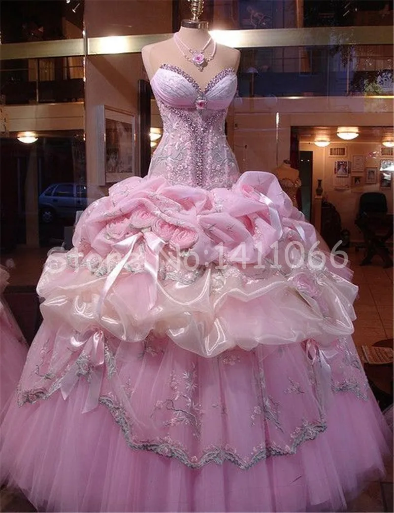 Big Fat Gypsy Wedding 2016 New Sweetheart Lovely Pink Tulle Ball