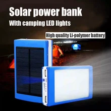 New Solar Power Bank With Camping LED lights Lamp Outdoor Flashlight Cargador Sun Battery Charger To Electronics Free shipping