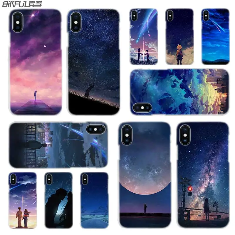 

BINFUL iphone case cover transparent for iPhone X XR XS Max 8 7 6s 6 Plus 5 5s XI R 2019 4s starry day anime