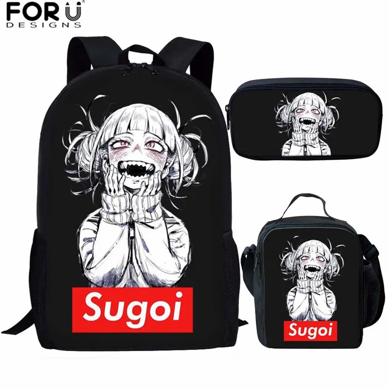 

FORUDESIGNS Personality School Backpack Kids Bags Sugoi Senpai Anime Waifu Prints Primary Daypack Cartoon Girls Schoolbags