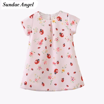 

Sundea Angel Girls Dresses 2018 New Brand Princess Frocks Ladybug Floral Pattern Design Short Sleeve Girls Clothes For 2-7 Year