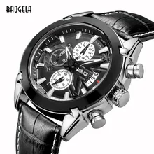 2016 MEGIR Masculino Chronograph Luminous Mens Watches Mans Leather Luxury Brand Military Wristwatches Hour Clock with Calendar