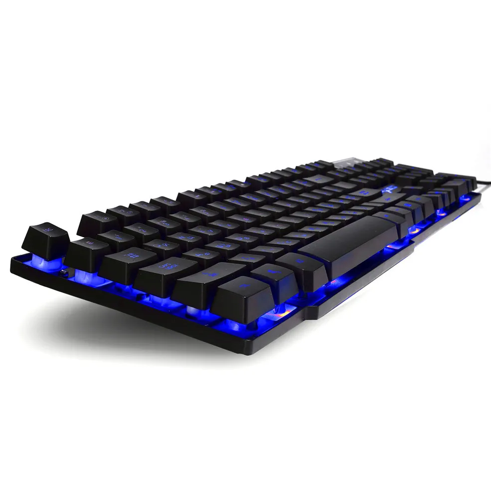

Reliable Dropshipping Wired 3 Colors Backlight Gaming Keyboard Fire Cracks USB Powered +Gaming Mouse for Gamers