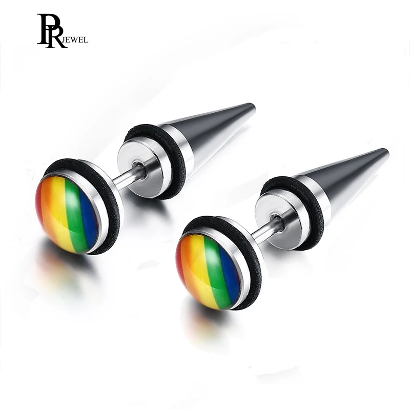 

1 Pair Unisex Stainless Steel Fashion Rainbow Ear Stud Earring Ear Rings for Gay and Lesbian Pride