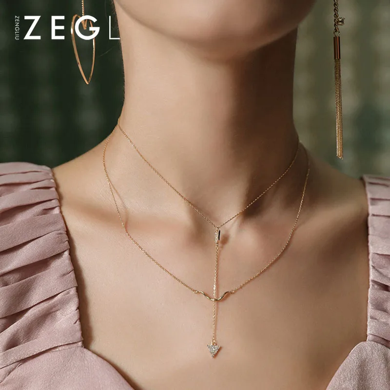Женское дизайнерское ожерелье ZEGL двухслойная цепочка для ключиц ins breeze