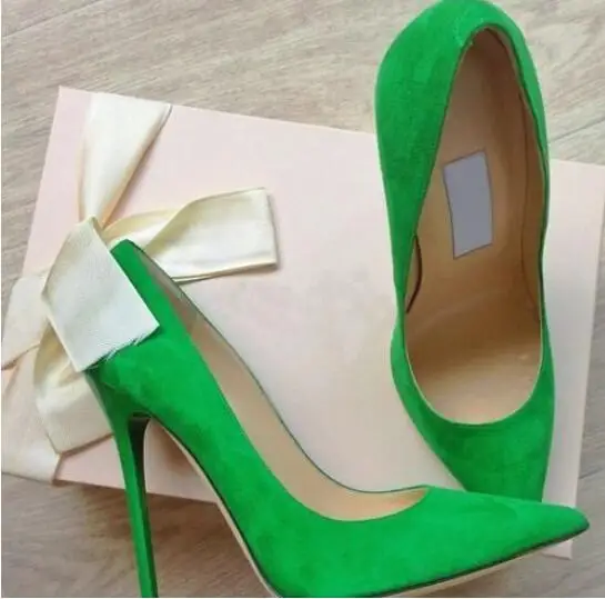 

2018 Spring Summer Wholesale Price Suede Pointed Toe Concise Mature Stiletto Heel Pumps OL Dress Shoes Green Pink Beige Colors