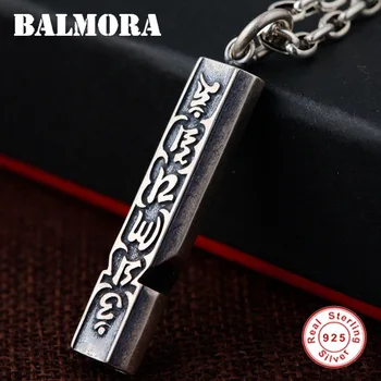 

BALMORA 925 Sterling Silver Buddhistic Six Words' Sutra Whistle Pendants for Women Men Religious Jewelry Without a Chain SY14295