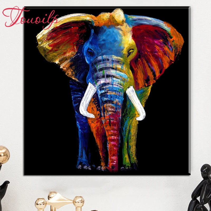 

Touoilp square/round Colorful elephant 5d diamond painting cross diamond embroidery plastic crafts Full diamond painting