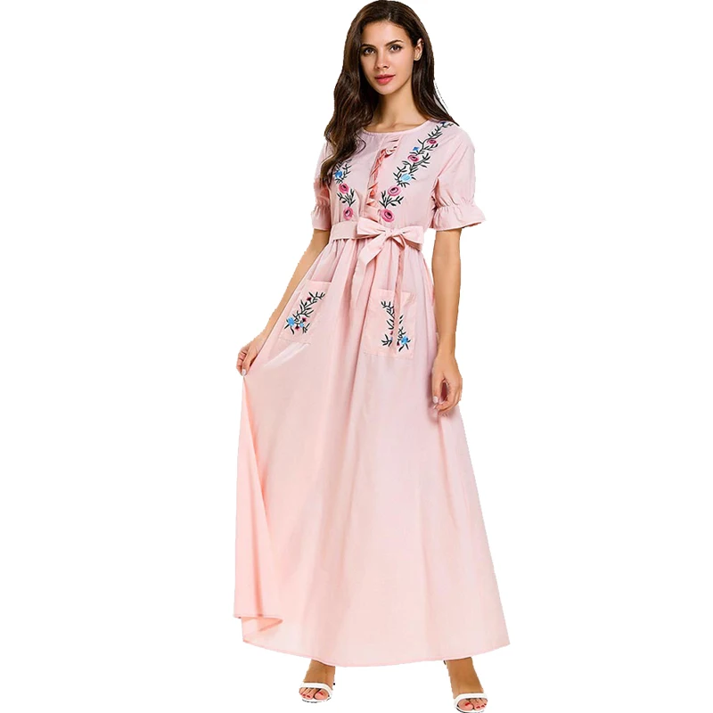 Платье размера плюс, Vestidos Longo Robe Femme Ete, Летнее Длинное богемное Платье макси с вышивкой, Бандажное Хлопковое платье, женская одежда