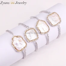 5 нитей ZYZ294-8388 натуральный жемчуг браслет, свобода жемчуг с камнями установка металлический браслет-цепочка в регулируемый размер