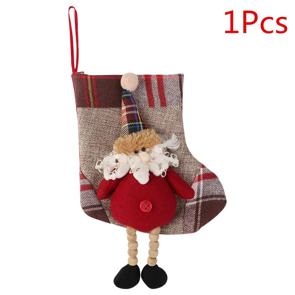 Теплые рождественские украшения для дома, деревянные подвесные украшения на елку, сделай сам, подарки на год, рождественские вечерние принадлежности - Цвет: 1Pcs Santa Mini Sock