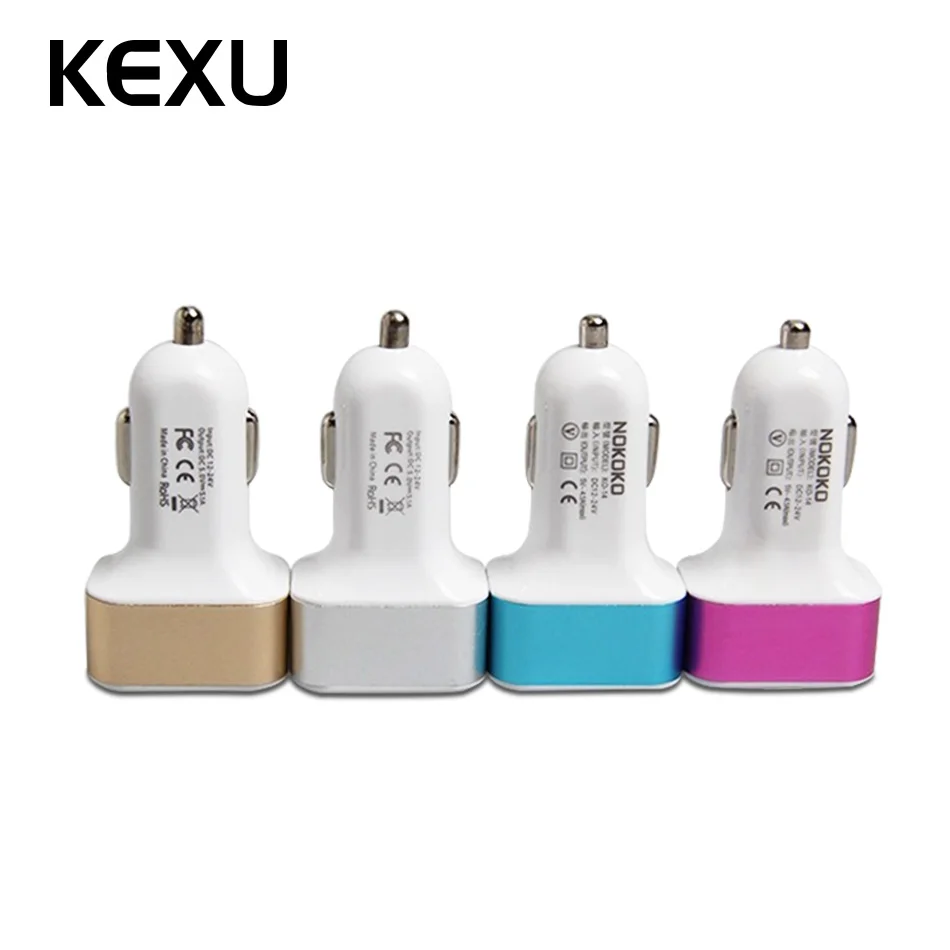 Kexu 3 USB порт телефон зарядное устройство автомобиль зарядное устройство адаптер 12 В 24 В до 5 В Быстрая зарядка USB 2.1A 2A 1A для автомобиля смартфон, gps 5 цветов