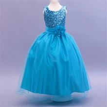 High quality Lace Girl Dresses Children Dress Sequined Princess Dress Length to Floor Baby Girl Wedding Dress Birthday Costume