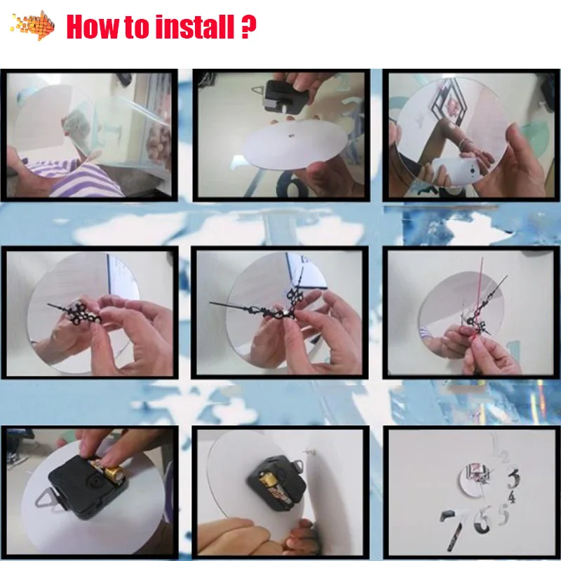 3D современные DIY зеркальные настенные наклейки автоматические механические часы