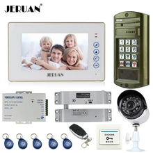 JERUAN 7“ Video Door Phone Intercom System kit Metal panel Access waterproof password HD Mini Camera +Security Camera 2V1