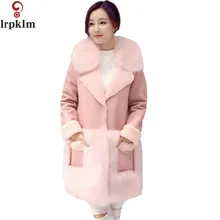 Новинка года; Осенняя Женская куртка из искусственной кожи с меховым воротником; Роскошные зимние пальто; Женская плотная теплая свободная розовая верхняя одежда для отдыха; LZ315