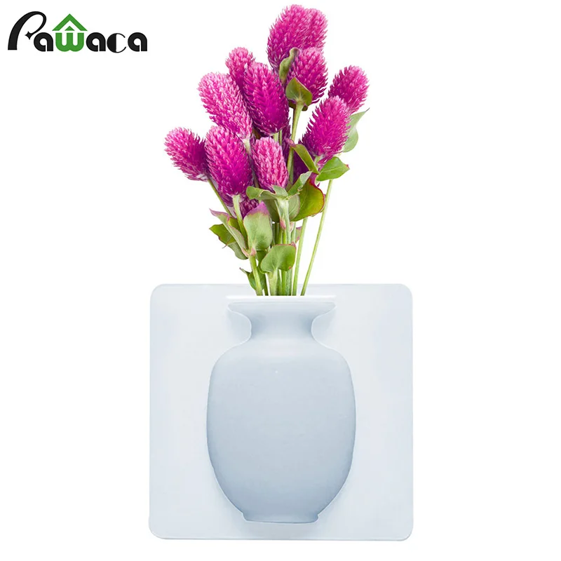 Silicone Sticky Vase Stick on The Wall Magic Sticky Flower Vase