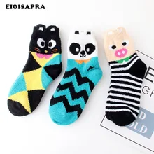 [EIOISAPRA] 3 пары милые носки-тапочки с рисунком панды женские забавные носки с рисунками из мультфильмов Kawaii коралловый флис Sox Calcetines Mujer