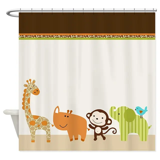 Memory Home Cute Wildlife Jungle Animals Kids Shower Curtain Liner Memory Home Cute Wildlife Jungle Animals Kids Shower Curtain Liner Polyester Fabric Waterproof Curtains