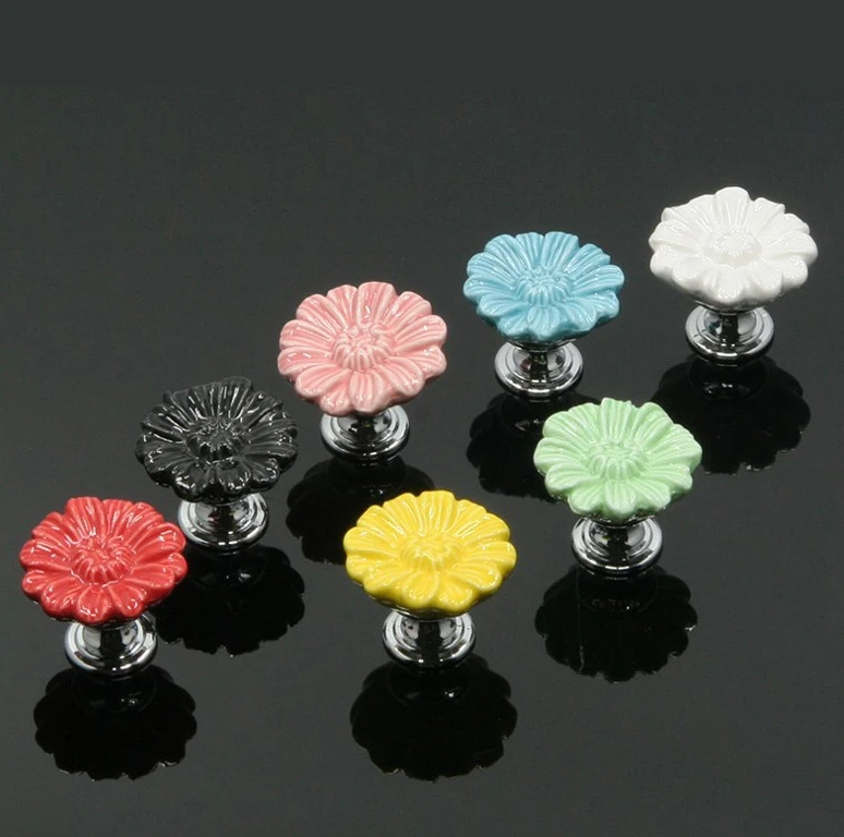 Chrysanthemum Ceramics Knobs Furniture Drawer Wardrobe Handle Kitchen Cabinets Cupboard Dresser Children's Room Pull Door |