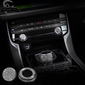 

2 Pcs Diamonds Car Audio CD Tuning Button Switch Button Ring CD Sound Speaker Music Stickers for Jaguar F-Type F-PACE XE XF