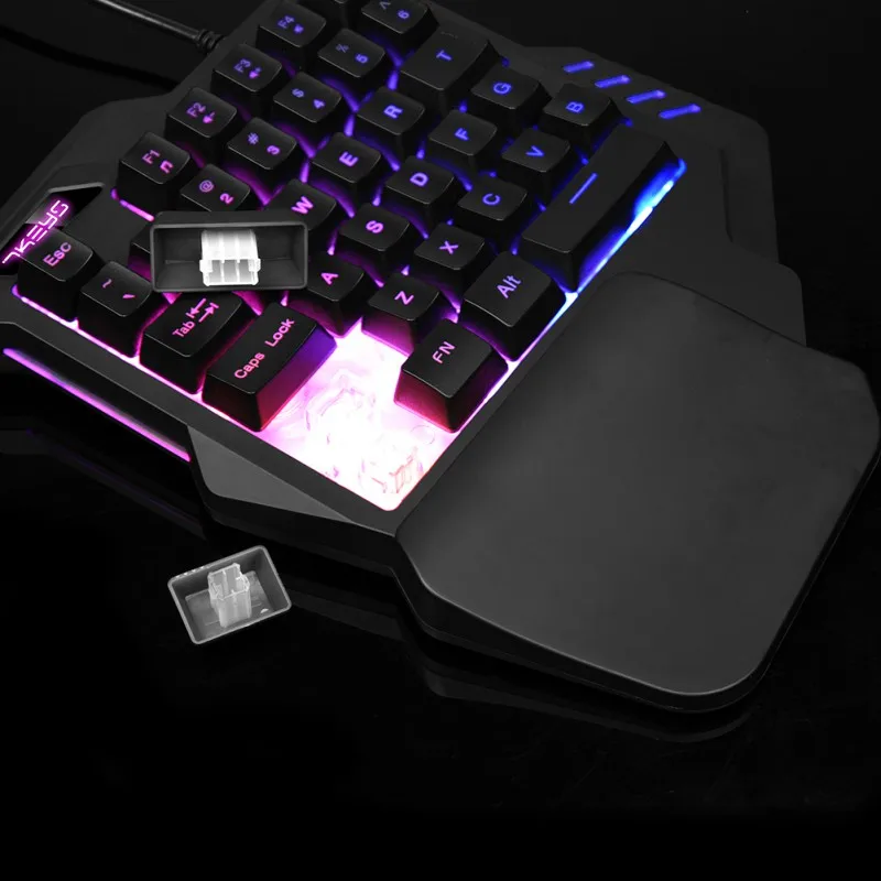  Backlit Keyboard One-hand Mechanical Gaming Keyboard Left Hand Support Game Play LOL / Dota / OW / 