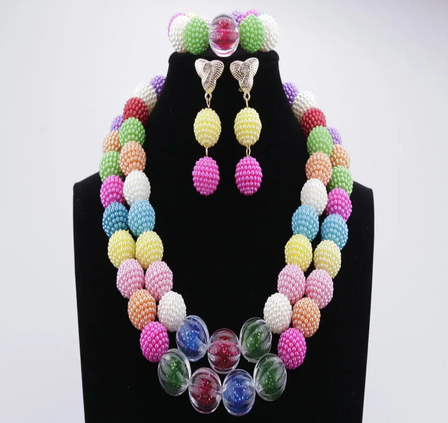 Colorful Balls African Jewelry Set Of Beads Nigerian Wedding Bridal