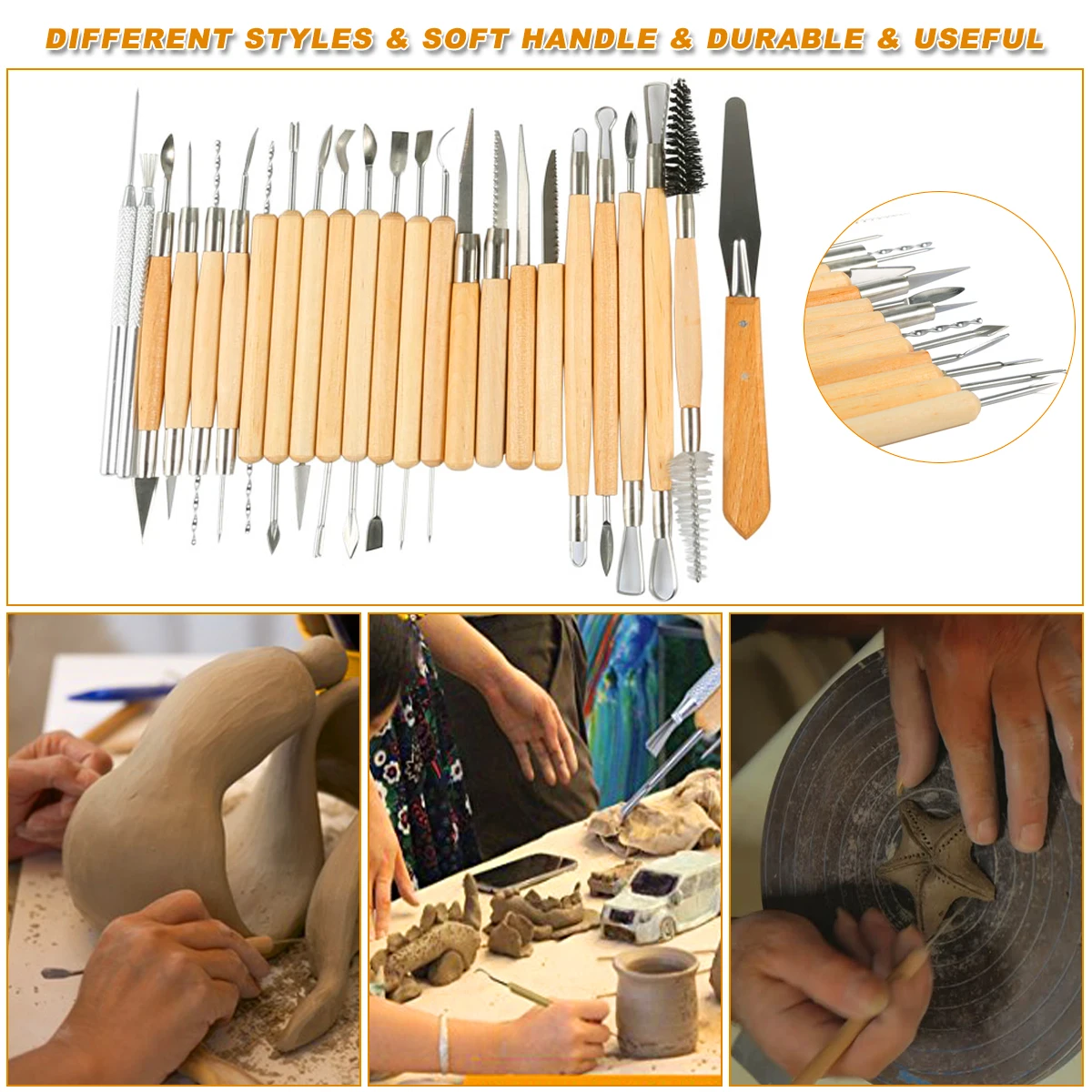 

45pcs/Set Wooden Ceramic & Clay Sculpting Pottery Art Tools Kit with Plastic Case QP2