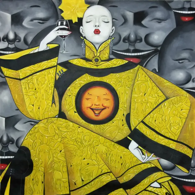 Hand painted oil painting Modern Chinese contemporary Art Peking opera