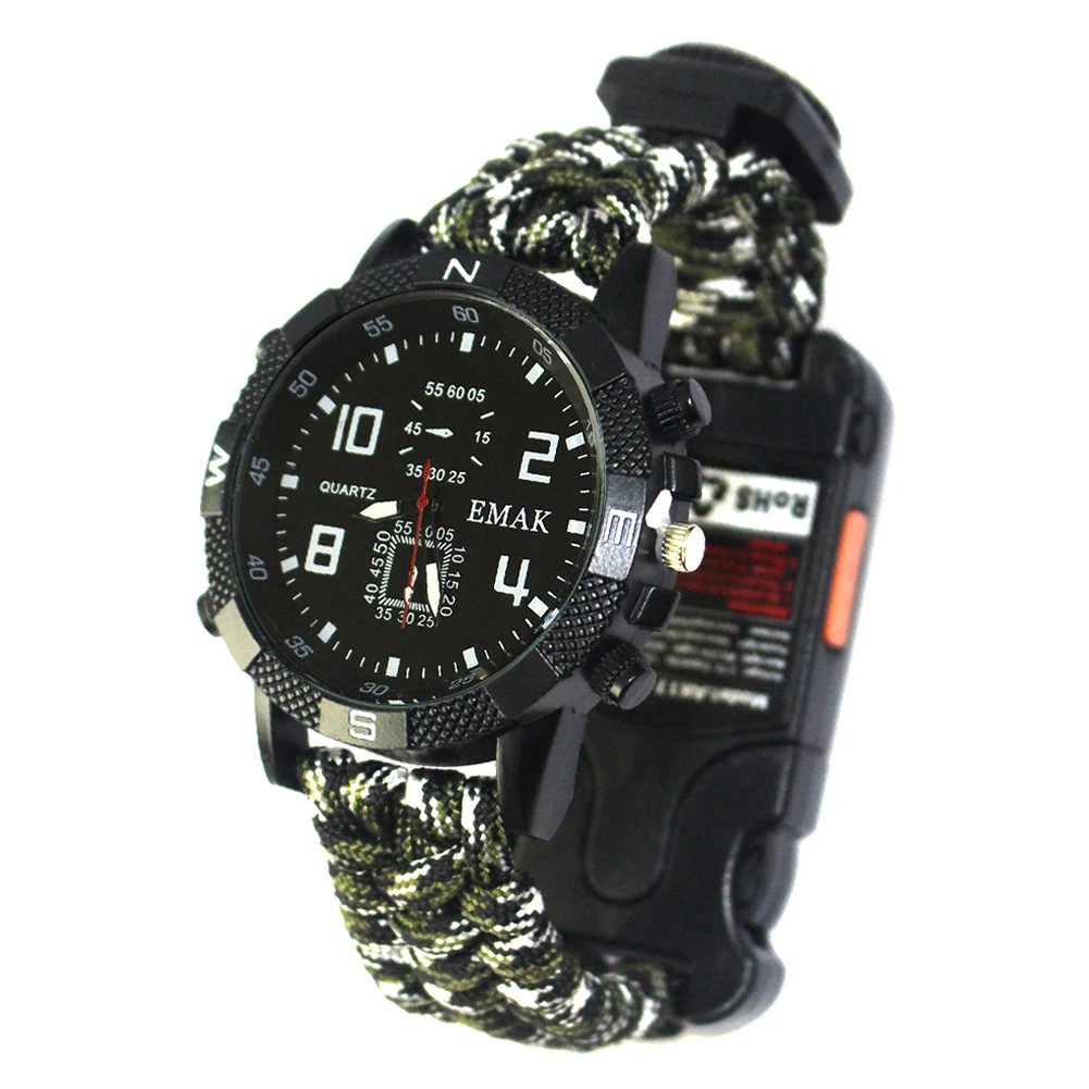 

Outdoor Survival Rescue Multifunction Safety Equipment Tools Tactical Bracelet EDC Rope Camping Watch