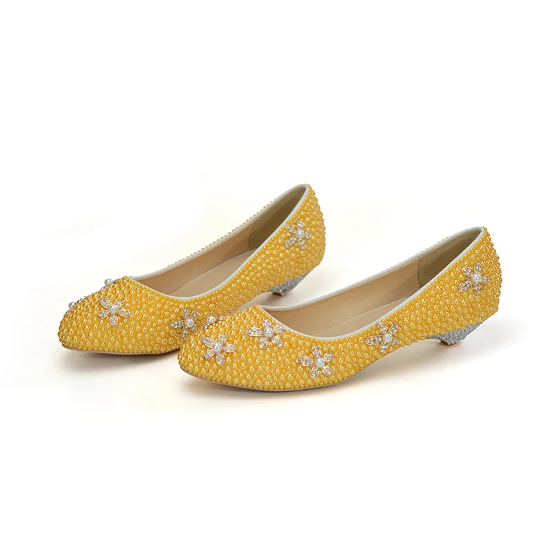 yellow wedding shoes low heel