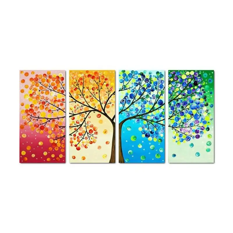 

VKTECH Beautiful Colorful Tree 4-pictures Full Drill 5D Diamond Painting DIY Rhinestones Cross Stitch Mosaic Home Living Room