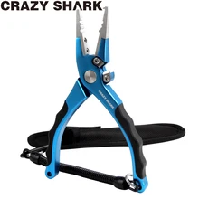 CrazyShark Aluminium Fishing Pliers Split Ring Cutters Multifunctional Hook Remover Fishing Scissors Line Cutter Tools 19.1cm multifunctional anti corrosion fishing pliers stainless steel fishing line tackle cutter scissors crimping terminal tools