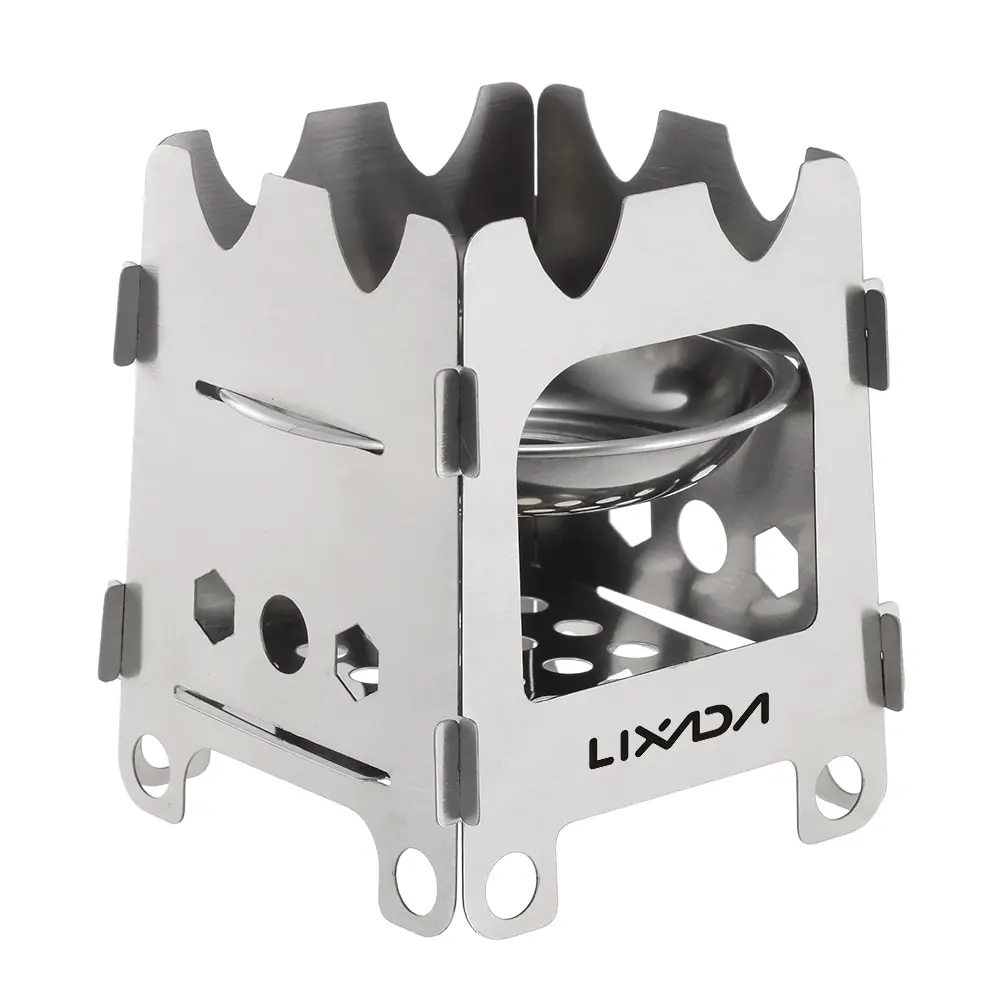 

Lixada Outdoor Camping Stove Portable Furnace Cooking Picnic Stainless Steel Wood Stove Pocket Alcohol Stove for Fishing Hiking