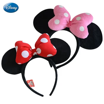 

Genuine Disney Mickey Minnie Mouse Ears Headdress Head Minnie Ears Girls Hair Bands Princess Head Hoop Plush Toys Bag Keychain