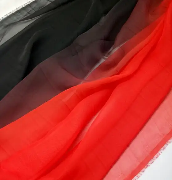Black-Red Омбре шифоновая ткань тонкая мягкая цветная струящаяся бронзовая дышащая ткань для платья 100 см* 150 см - Цвет: Black-Red