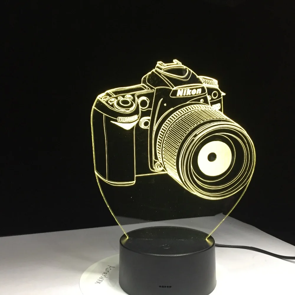 الجدة هدايا 3D الاكريليك الترفيه كاميرا الوهم LED مصباح USB ضوء الجدول RGB ضوء الليل رومانسية السرير الديكور مصباح