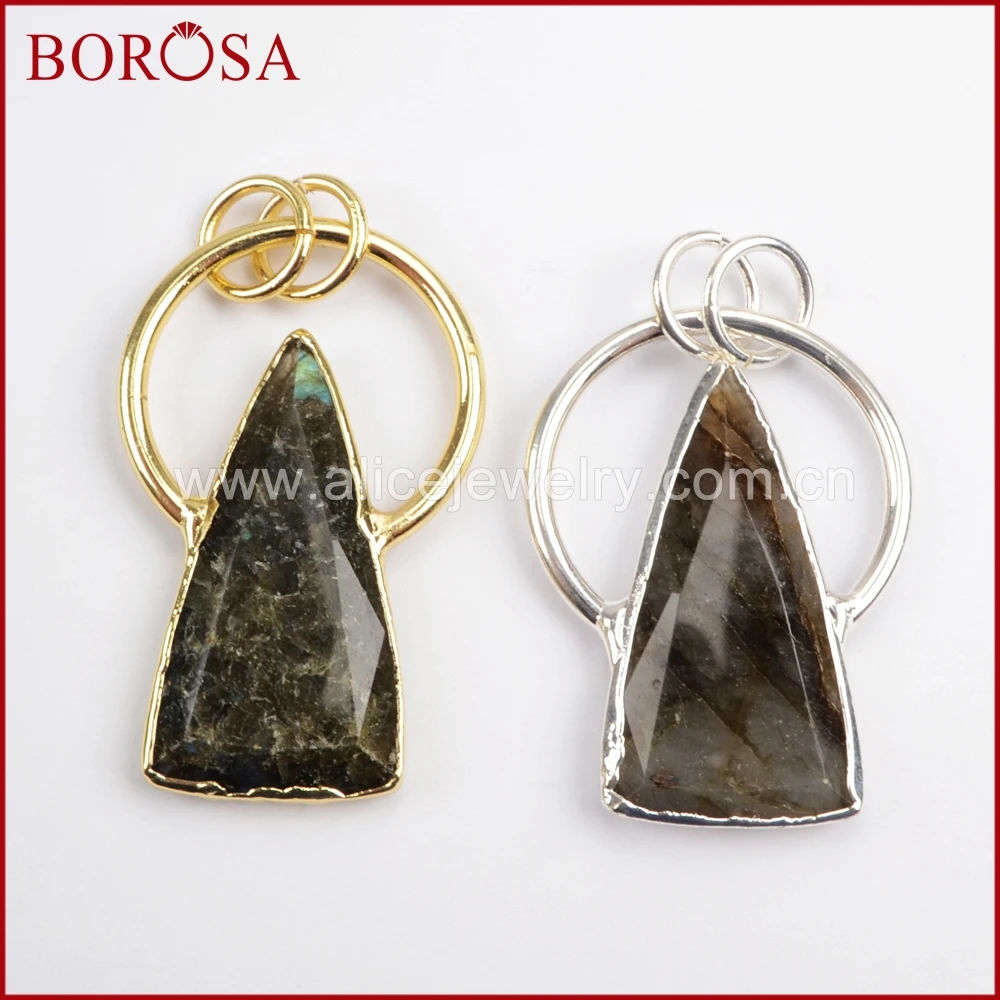 BOROSA Золотой/Серебряный цвет треугольник натуральный лабрадорит кулон для