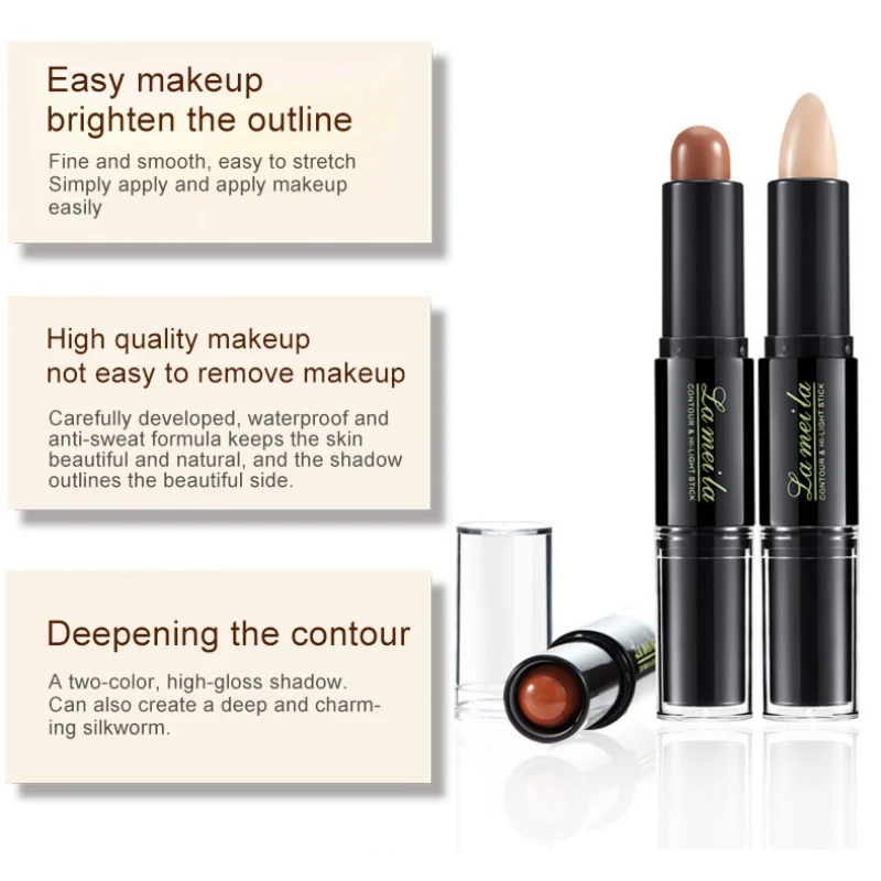1PC Professional Double-Head Highlighter Bronzer Stick Waterproof Long-Lasting Brighten Skin Tone Face Contour Stick 1PC Professional Double-Head Highlighter Bronzer Stick Waterproof Long-Lasting Brighten Skin Tone Face Contour Stick