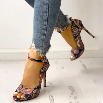 

New Womens Summer Sandals Sexy Exquisite Ladies 10.5cm High Heels Wedding shoes Super Peep Toe Sandals Ankle Strap Ladies Pumps
