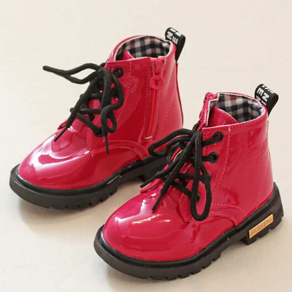 

NEW 2019 Girls Leather Boots Boys Shoes Children Fashion Boys Girls Martin Sneaker Winter Thick Snow Baby Casual Shoes #5es