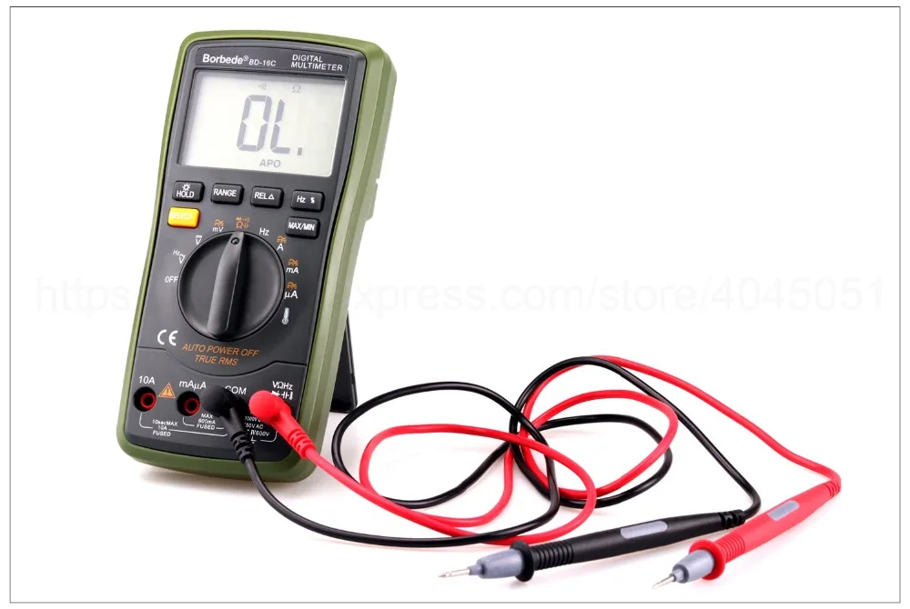 

Borbede BD-16C Digital Multimeter 6000 Counts Auto Range DC AC Resistance Capacitance Temperature True RMS Diode Tester