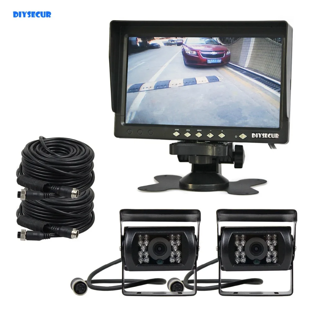 DIYSECUR AHD 7" TFT LCD Backup Monitor Rear View 2 x Waterproof IR Night Vision 960P Camera for Bus Houseboat Truck | Автомобили и