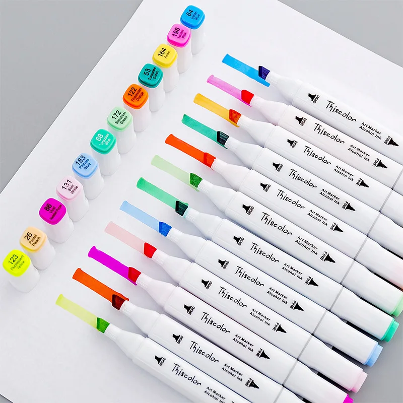 

24/36 Colors Double Headed Marker Pen Set Stationery Escolar Student Drawing Tool Artist Design Macador Caneta Art Supplies